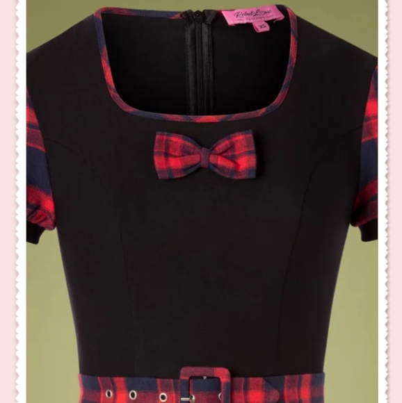 Unique Vintage's Rebel Love Clothing 50s Kick It Plaid Dress in Black, 2XL - Picture 2 of 9